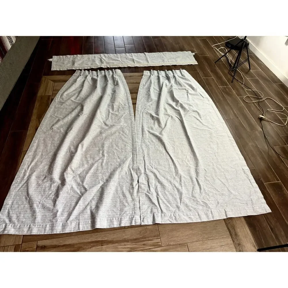 VTG 2‎ Panels Pinch Pleat Curtains Valance Blackout Soft Light Blue USA 24